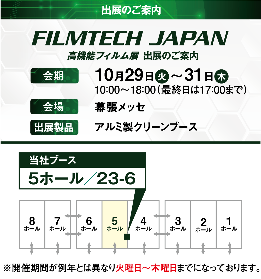 第15回 FILMTECH JAPAN（高機能フィルム展）」の展示会情報